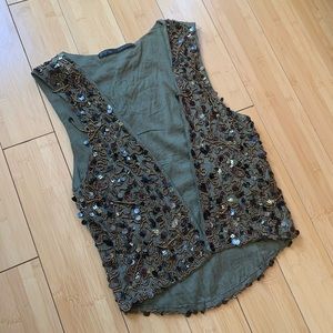 Zara Green Sequins Vest